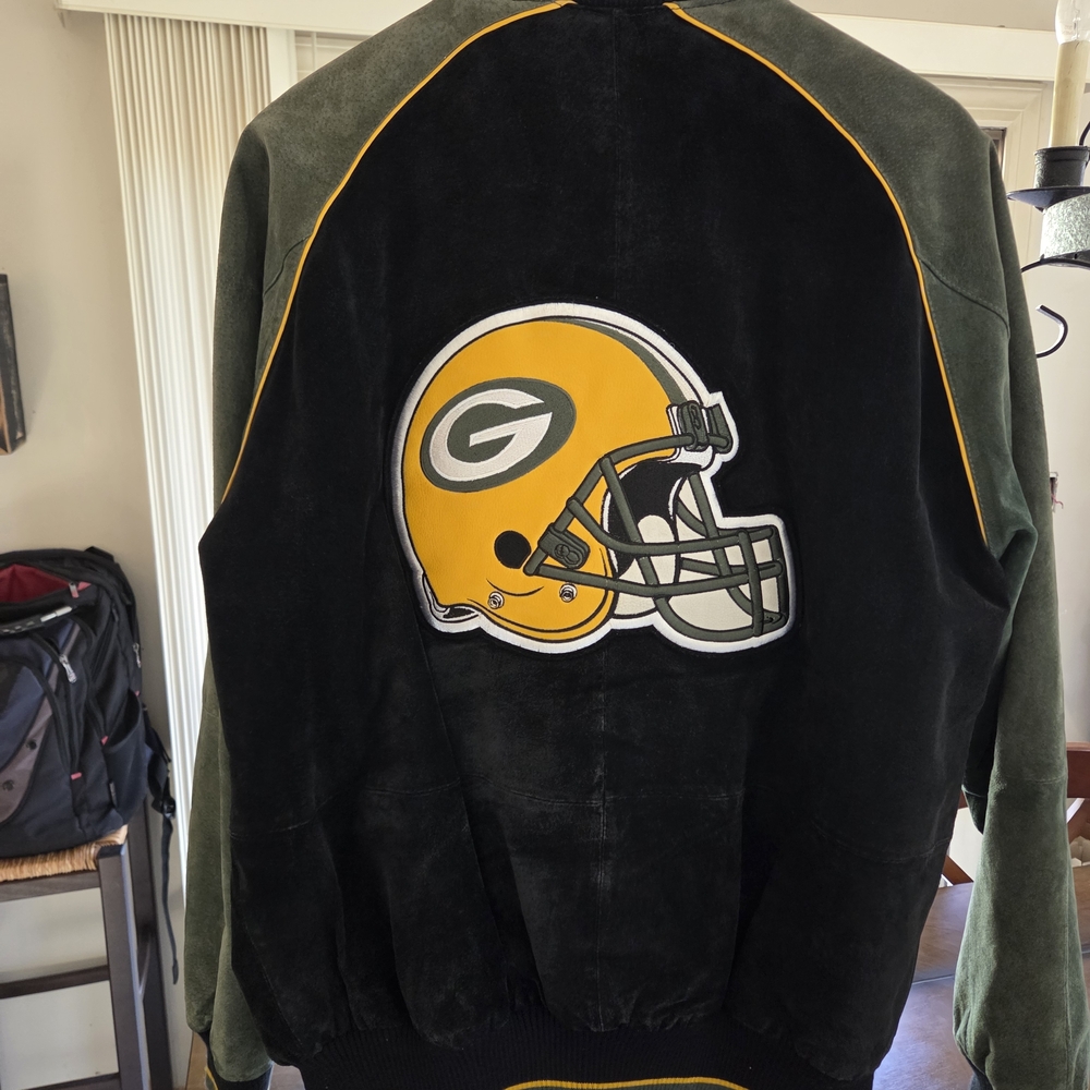 Green Bay Packers Vintage Suede Leather Jacket M - Picture 5 of 15